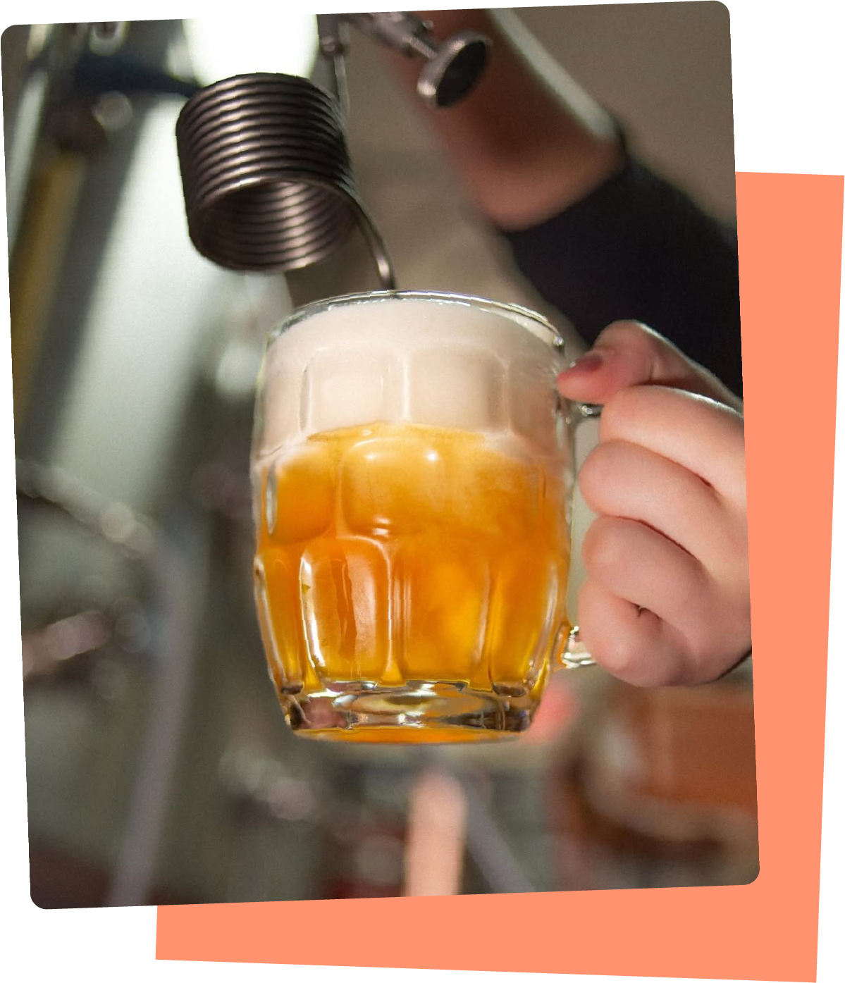 Beer being poured into a glass